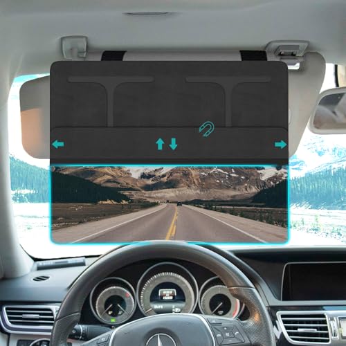 NAZZO Car Visor Extender Sun Blocker, Polarized Sunvisor Extension with Removable Magnetic PC Lens, Anti Glare Car Visor Extended for Safe Driving, Universal for SUV, Family Automotive, Black - Image 1