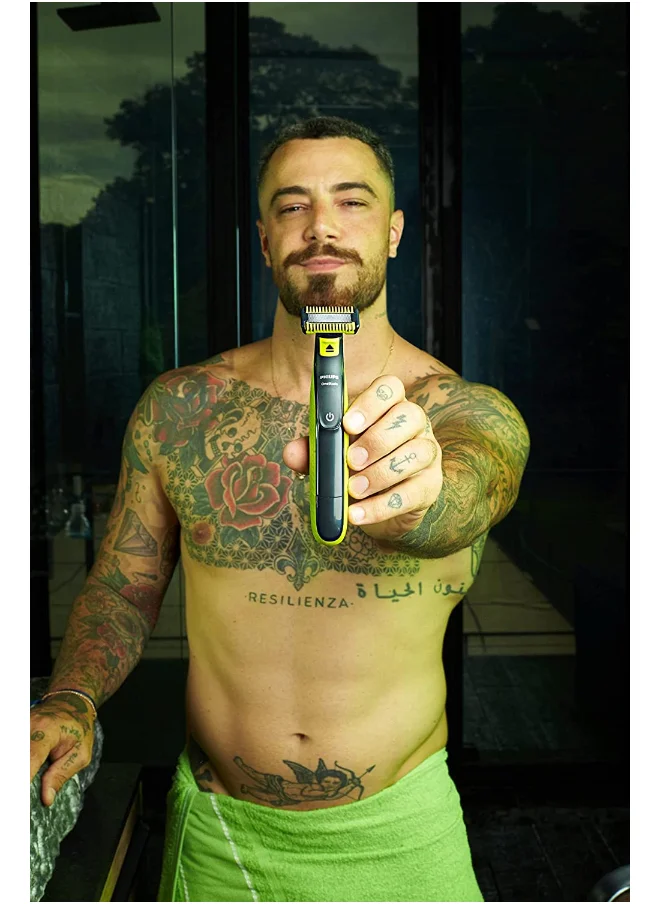 Philips OneBlade QP2724/20,Trim, Edge & Shave Any Length of Hair| 5-in-1 Adjustable Comb, Dual-Sided Blade,45min Cordless Use, USB Charging