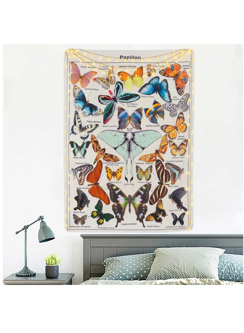 SYOSI Butterfly Tapestry Vintage Beige Tapestries Aesthetic Tapestry Chart Tapestry Wall Hanging for Room - Image 2