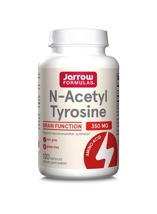 jarrow formulas N-Acetyl Tyrosine 350 mg - 120 Capsules - Supports Brain Health & Function - Dietary Supplement - Contains Vitamin B6 for Amino Acid Metabolism - 120 Servings (Packaging May Vary) - Image 1