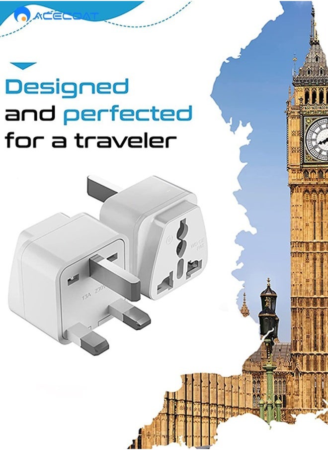 ACECOAT - UK Travel Adapter for Type G Plug - Works with Electrical Outlets in United Kingdom, Hong Kong, Ireland, Great Britain, Scotland, England, London, Dublin & More - Image 1