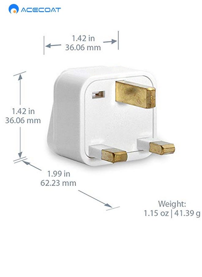ACECOAT - UK Travel Adapter for Type G Plug - Works with Electrical Outlets in United Kingdom, Hong Kong, Ireland, Great Britain, Scotland, England, London, Dublin & More - Image 1