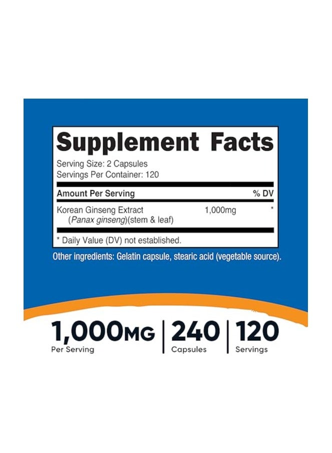 Nutricost Nutricost Korean Ginseng 1000mg Serving, 240 Capsules - 500mg Per Capsule, 120 Servings - Korean Panax Red Ginseng - Gluten Free & Non-GMO  - Image 2
