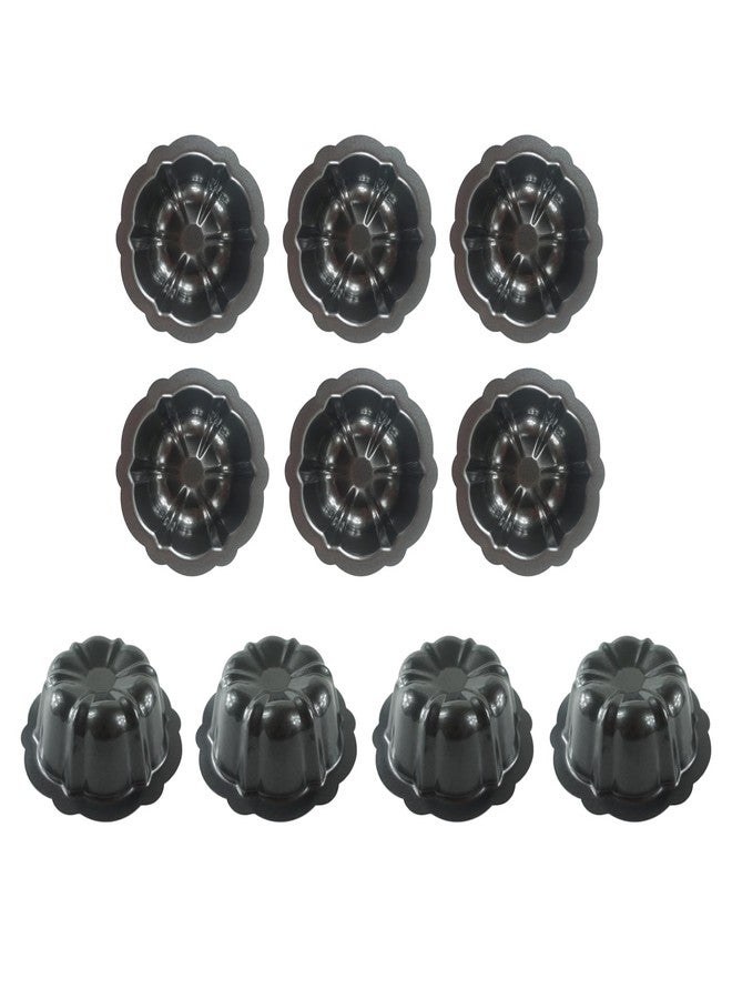 LoveDeal 10 Pack 4 Inch Mini Fluted Cake Pans for Baking, Nonstick Carbon Steel Fluted Cake Pan Set, Oven Baking Small Metal Round Pumpkin Shaped Baking Mold for Cupcake, Muffin, Brownie - Black - Image 1