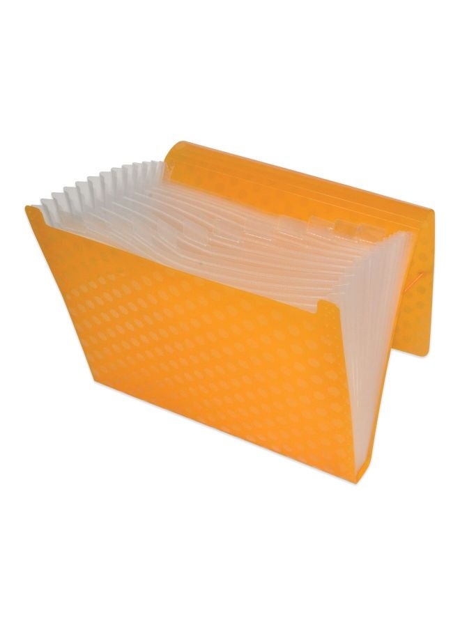 FIS® Expanding File A4, 13 Pockets, Plastic, Elastic Band Lock, Orange, Box of 10 - Image 2