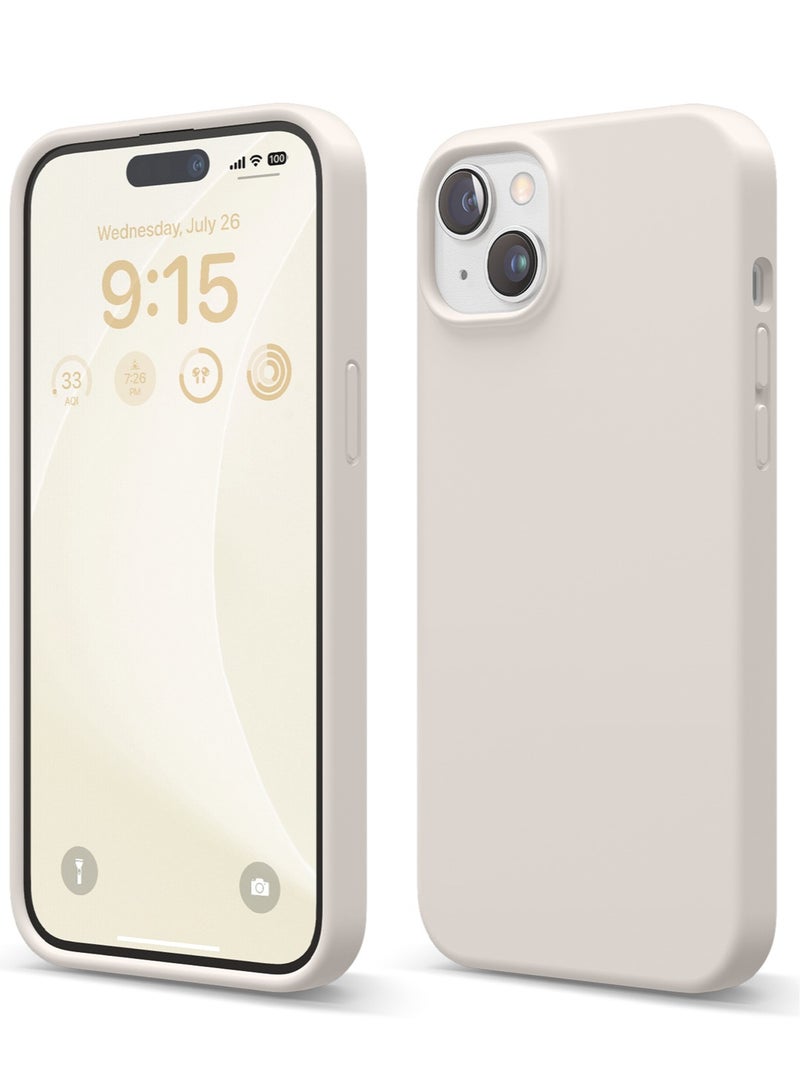 Liquid Silicone for iPhone 15 Case Cover Full Body Protection, Shockproof, Slim, Anti-Scratch Soft Microfiber Lining - Stone