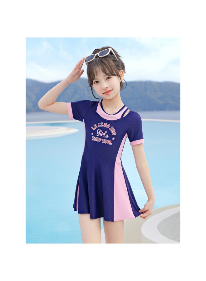 YouYou Children's Swimsuit 2025 New Girls' One-piece Dress Style Swimsuit For Big Kids Casual Hot Spring Swimming Suit - Image 5