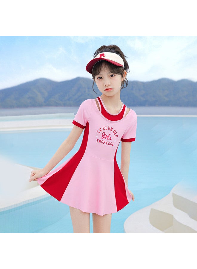 YouYou Children's Swimsuit 2025 New Girls' One-piece Dress Style Swimsuit For Big Kids Casual Hot Spring Swimming Suit - Image 2
