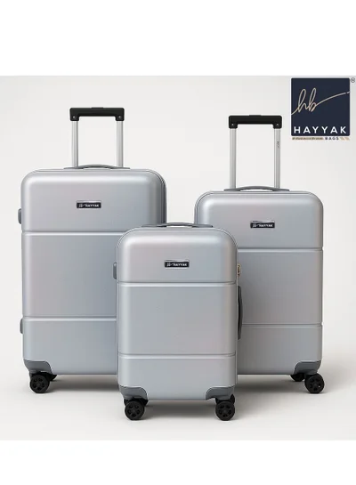 HAYYAK HYK-02 Set of 3 Luggage| ABS Hardside Trolley| Cabin-20 Inch, Medium-24 Inch, Large-28 Inch| Silver