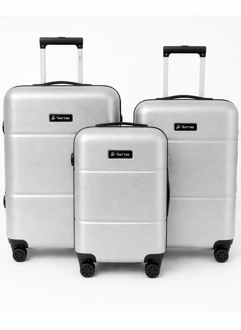 HAYYAK HYK-02 Set of 3 Luggage| ABS Hardside Trolley| Cabin-20 Inch, Medium-24 Inch, Large-28 Inch| Silver
