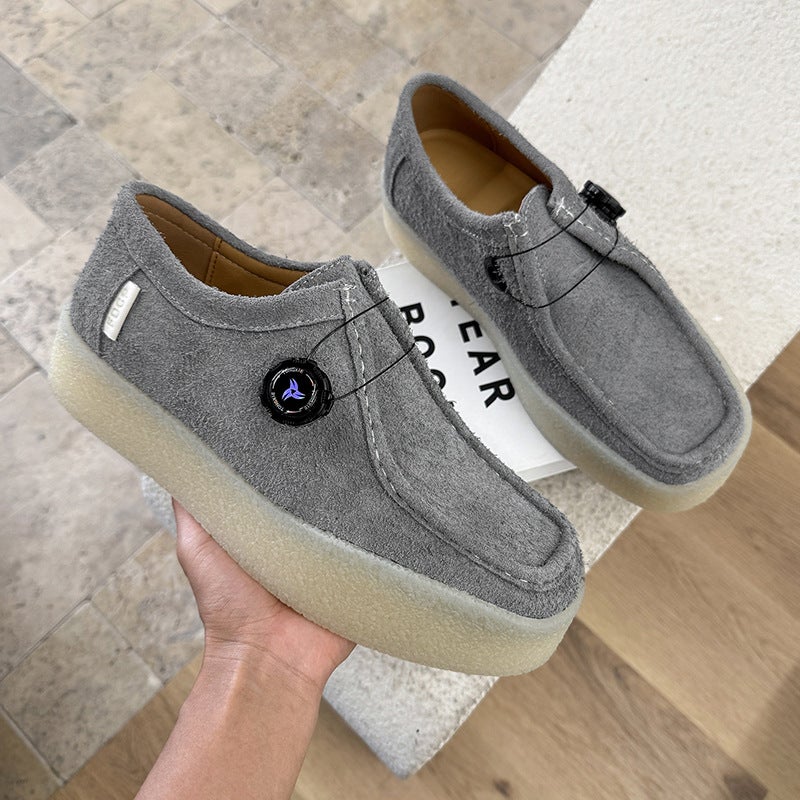 Haute Couture 2025 Autumn New Retro Nubuck Leather Square Toe Thick Sole Kangaroo Shoes Men'S Genuine Leather Heightening Casual High Tops - Image 2