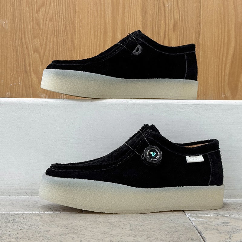 Haute Couture 2025 Autumn New Retro Nubuck Leather Square Toe Thick Sole Kangaroo Shoes Men'S Genuine Leather Heightening Casual High Tops - Image 4