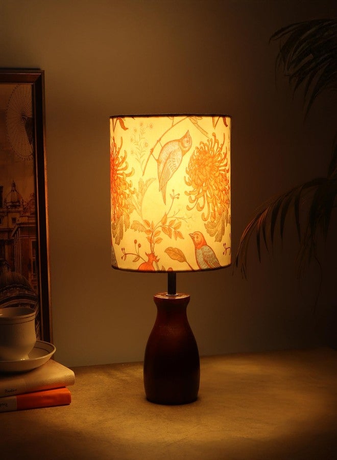Two Moustaches Birds Pattern Design Table Lamp, Night Lamp for Bedroom, Bedside Lamp, Wooden Table Lamp, Sidelamp for Living Room (13.5 Inches, Wood, Bulb Not Included, Pack of 1) - Image 4