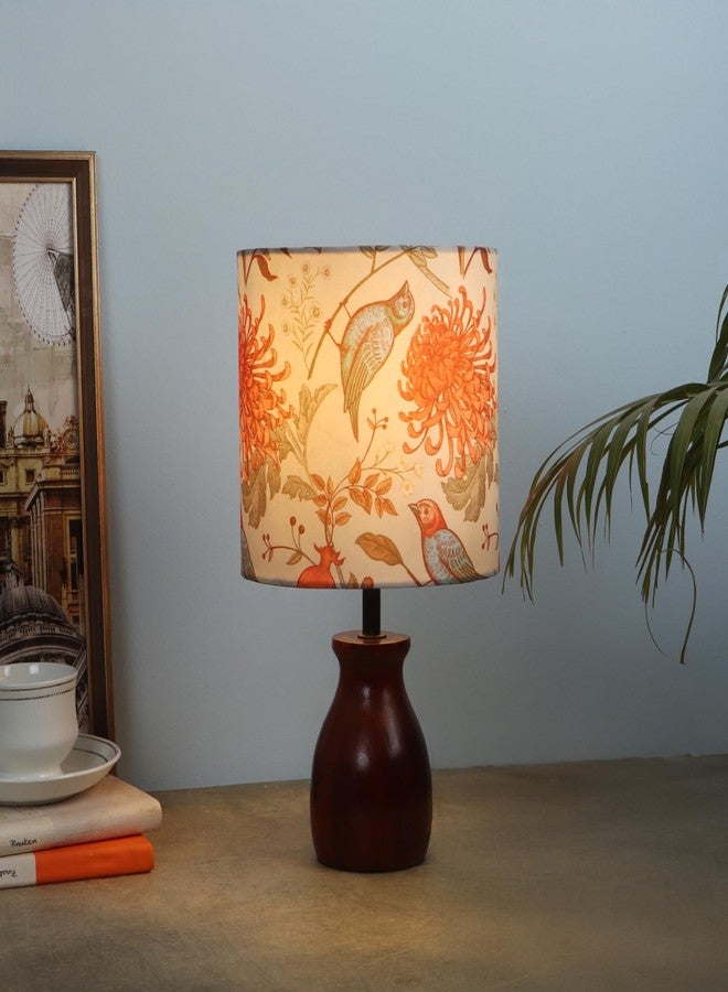 Two Moustaches Birds Pattern Design Table Lamp, Night Lamp for Bedroom, Bedside Lamp, Wooden Table Lamp, Sidelamp for Living Room (13.5 Inches, Wood, Bulb Not Included, Pack of 1) - Image 3