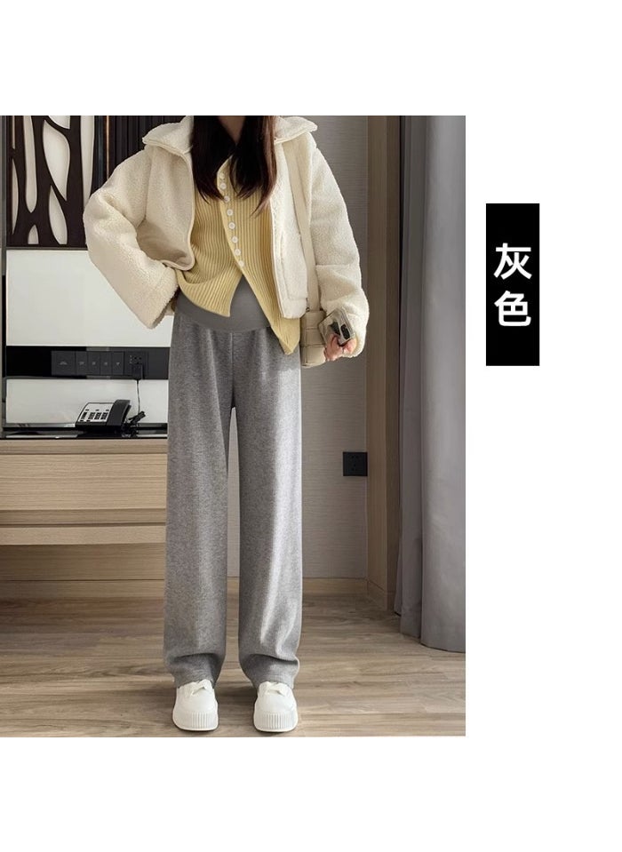 Generic Maternity Casual Knit Pants Autumn Spring Gray [Spring and Autumn]] 