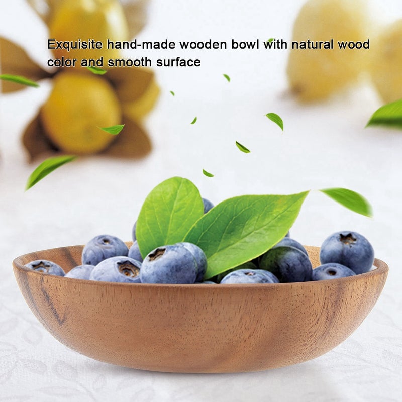 Solid Acacia Wooden Bowl for Salad Soup Rice Hand Made Wooden Bowl Kitchen Utensils (20*4.5cm) - Image 4