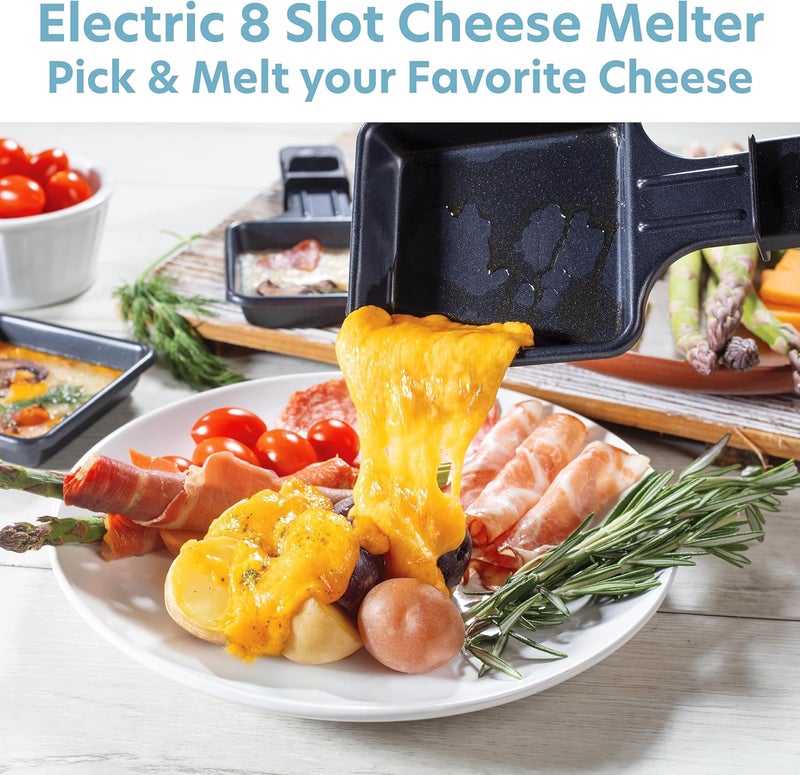 CucinaPro Electric Cheese Raclette Table Grill w Nonstick Grilling Plate & Cooking Stone- Indoor Smokeless Korean BBQ 8 Person Tabletop Cooker Hotplate- Melt, Grill Meat Veggies for Home Dinner Party, Xmas Gift - Image 3