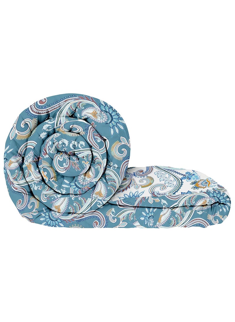 Story@Home Story@Home Comforter Double Bed | 180GSM Microfiber Blanket Double Bed | 220X 250cm | AC Comforter Double Bed | Dusty Blue Blanket | Floral Pattern | Quilt | Duvet | Dohar | Perfect Festive Gifting| TC - 180  - Image 1