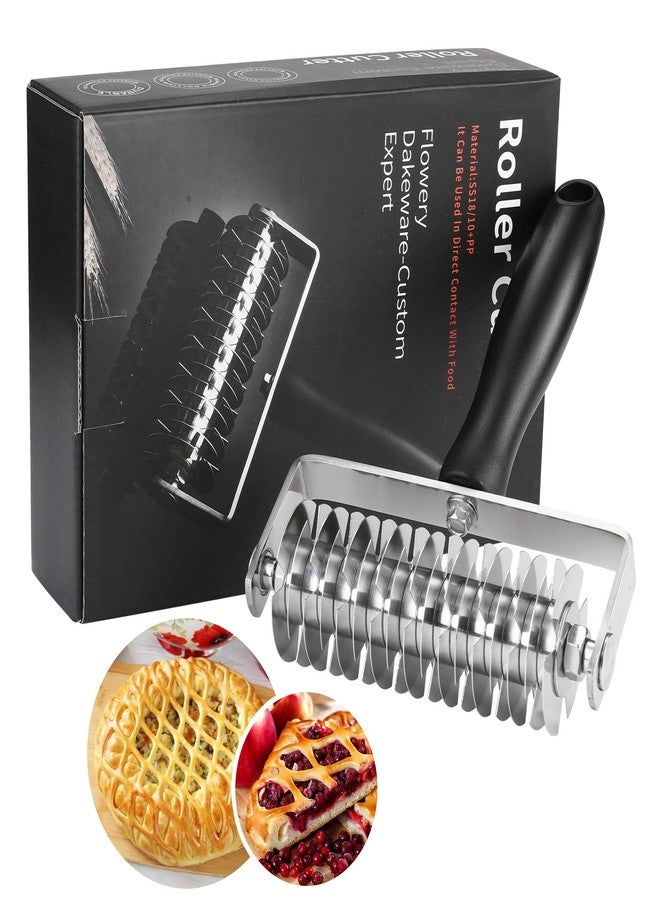 WarmHut Pastry Lattice Roller Cutter - Stainless Steel Professional Dough Lattice Top Pie Pizza Bread Pastry Crust Lattice Roller Cutter wheel - Image 1