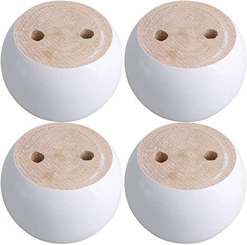 Metany 4Pcs Solid Wood Furniture Legs White Wooden Round Furniture Bun Feet 2"" Tall Replacement Dresser Legs Sofa Cabinet Couch Replacement Legs (White) - Image 1