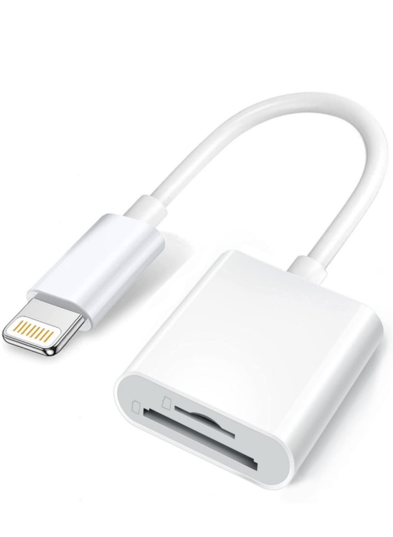 SD Card Reader for iPhone iPad, 2 in 1 Memory Card Reader Adapter, Camera Card Viewer with SD & TF card slots, Plug and Play  - Image 1