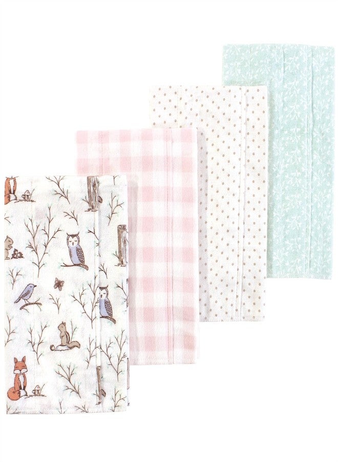 Luvable Friends Hudson Baby Flannel Burp Cloths 4pk, Pink Woodland