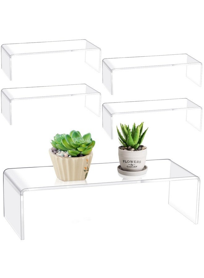 Shellwei 4 Pcs Acrylic Display Stand 12'' x 5'' x 3.3'' Rectangular Clear Cupcake Risers Holder Large Shelf Risers for Figures, Dessert Shelves for Party, Risers Stands for Decoration and Organize - Image 1