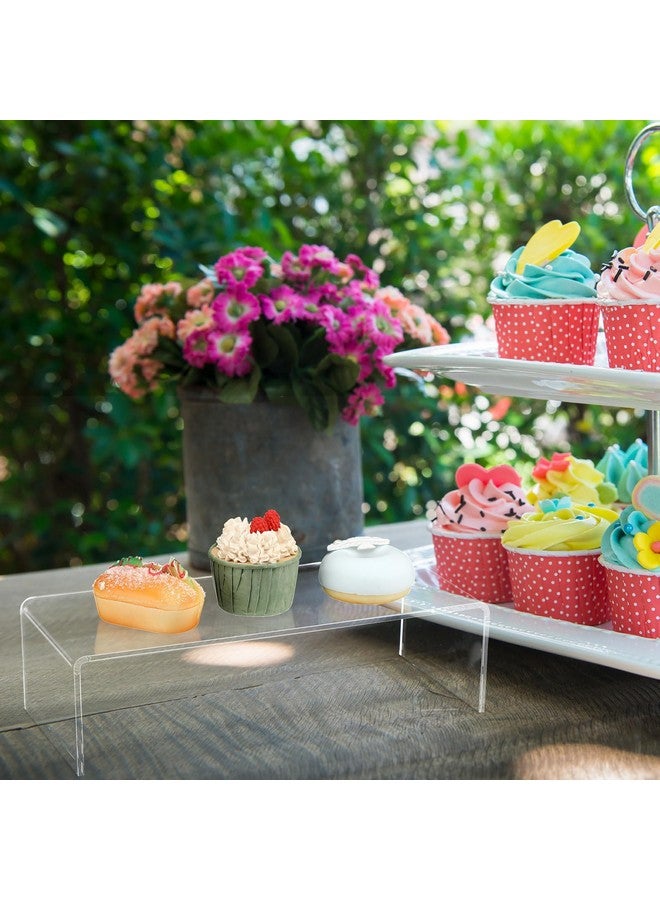 Shellwei 4 Pcs Acrylic Display Stand 12'' x 5'' x 3.3'' Rectangular Clear Cupcake Risers Holder Large Shelf Risers for Figures, Dessert Shelves for Party, Risers Stands for Decoration and Organize - Image 4