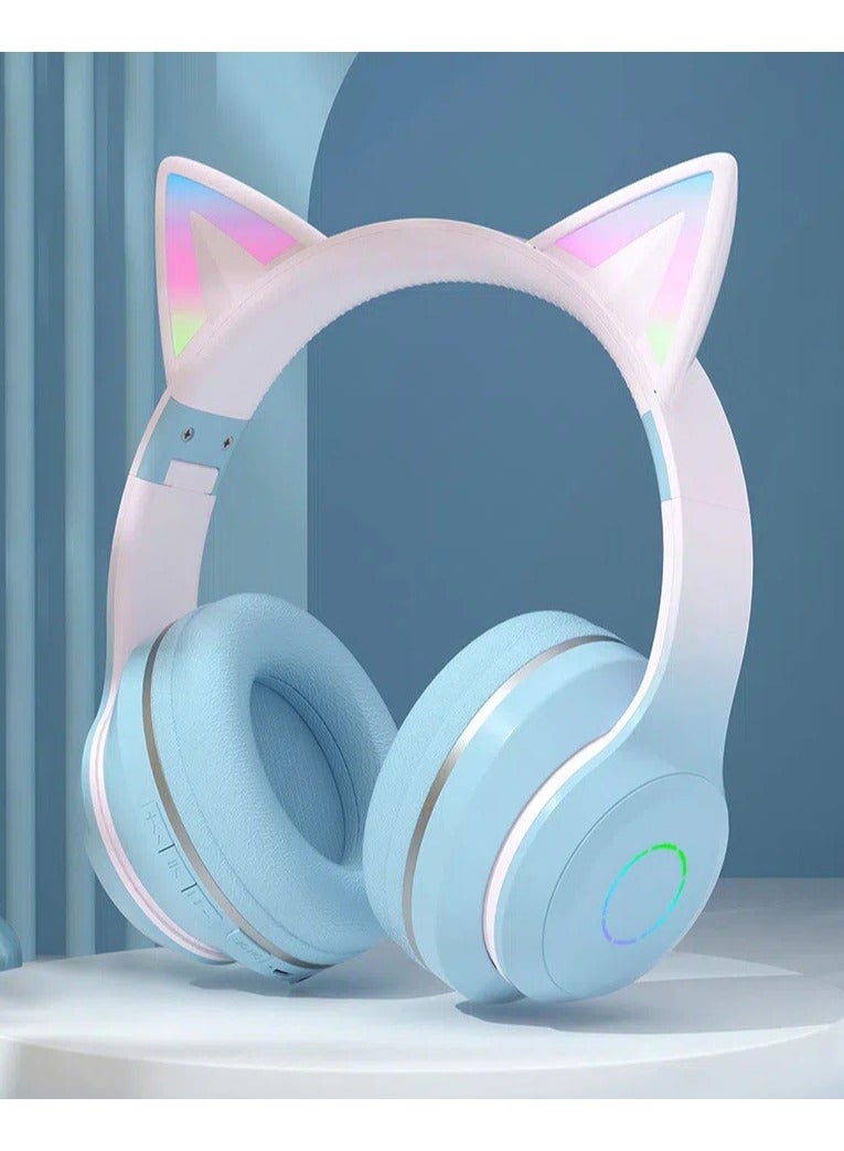 ST89M Gradual change LED cat ear wireless Bluetooth headphones, the perfect integration of fashion appearance and excellent sound quality, open a new trend of music - Image 1