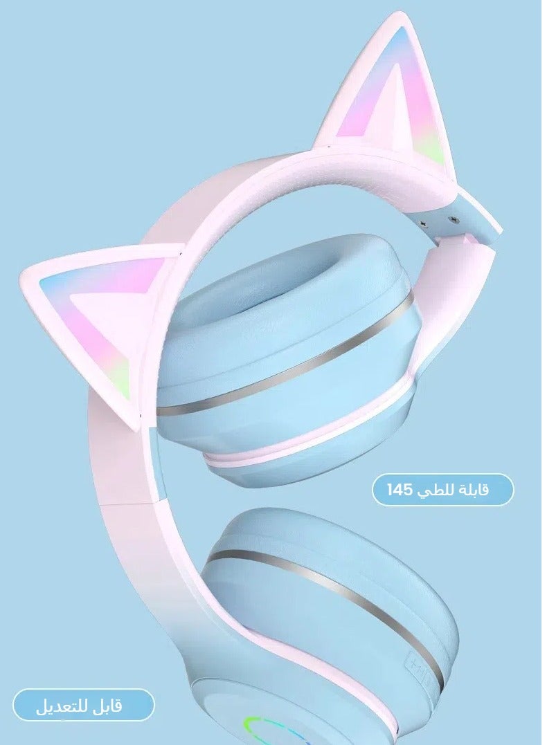 ST89M Gradual change LED cat ear wireless Bluetooth headphones, the perfect integration of fashion appearance and excellent sound quality, open a new trend of music - Image 4