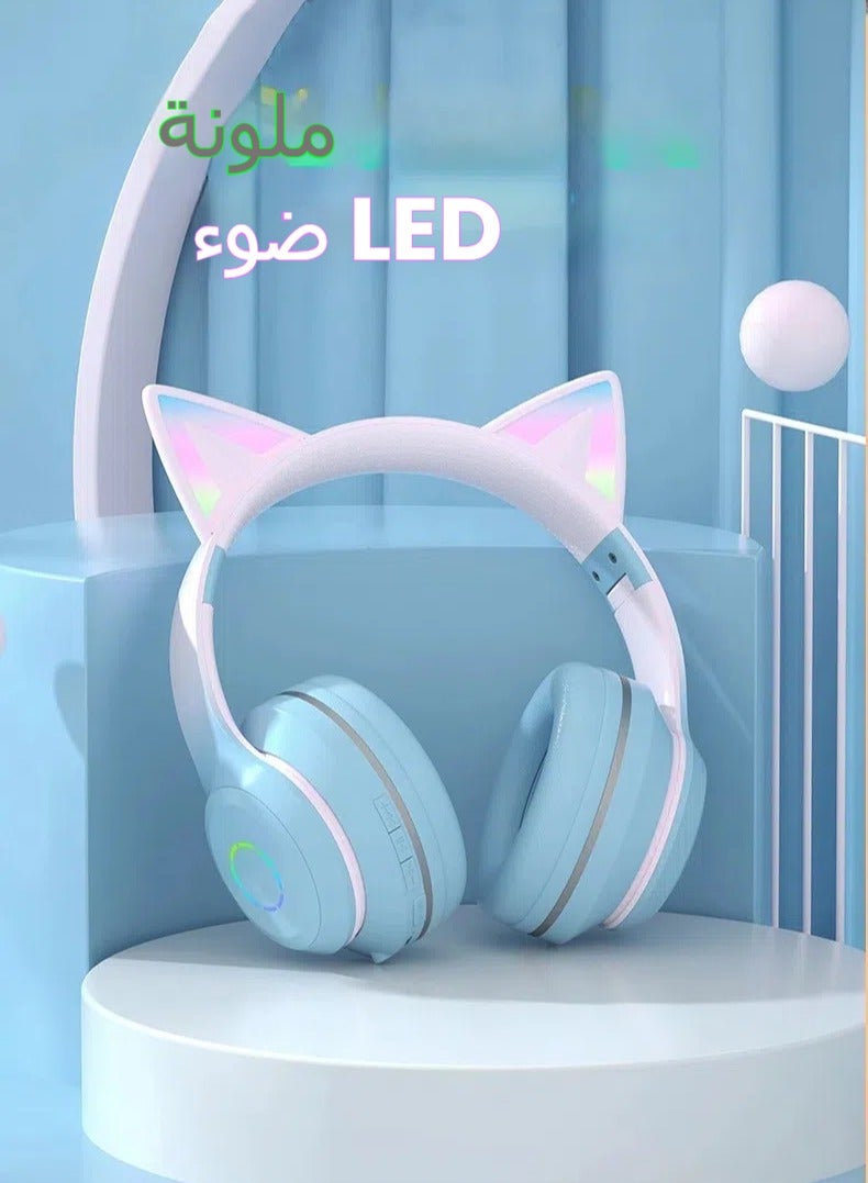 ST89M Gradual change LED cat ear wireless Bluetooth headphones, the perfect integration of fashion appearance and excellent sound quality, open a new trend of music - Image 3