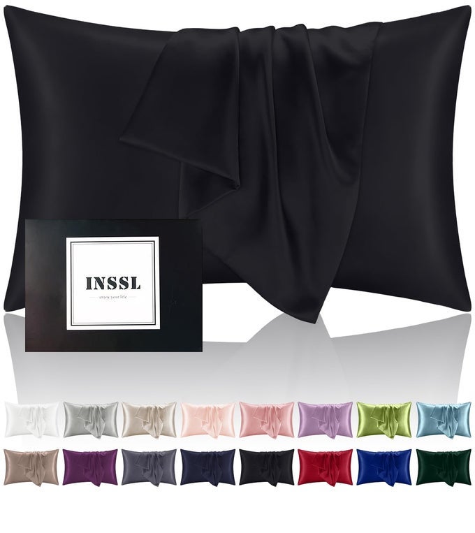 SILK PILLOWCASE F WOMEN MULBERRY SILK PILLOWCASE FOR HAIR AND SKIN AND STAY COMFORTABLE AND BREATHABLE DURING SLEEPBLACKSTANDARD