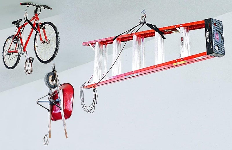 HARKEN Hoister - Bikes & Overhead Garage Storage 1 Point Hoist System (45lb Capacity, 12ft Ceiling), Space-Saving Organization, Easy One-Person Operation, Safe Anti-Drop, Self-Leveling - model 7800.12 - Image 3
