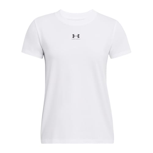 Under Armour Womens Rival Core Short Sleeve T Shirt, (100) White / / Black, Large - Image 2