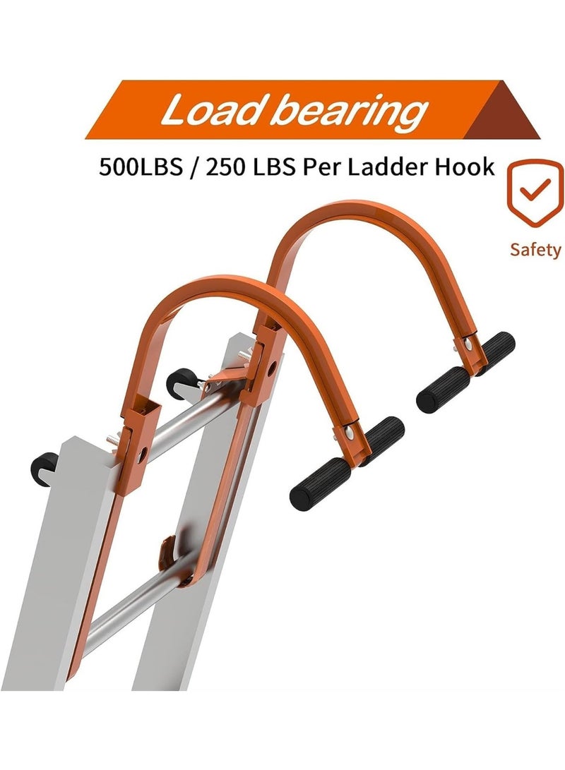 2PCS Ladder Roof Hook with Wheel Heavy Duty Steel Ladder Stabilizer, Damage Prevention, 360 lbs Weight Ratin, Fast & Easy to Access Steep Roofs 9.65x23.6inch  - Image 4