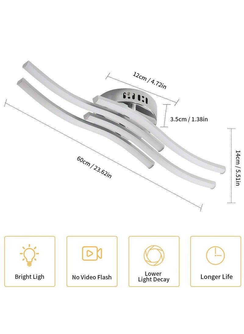 Goeco Wave LED ceiling light silver four parallel 24W 60*14cm white 6000K 220V  - Image 2