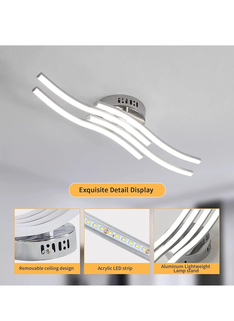 Goeco Wave LED ceiling light silver four parallel 24W 60*14cm white 6000K 220V  - Image 3