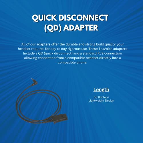 TruVoice 2.5mm Jack to QD Adapter Cable - Compatible with Plantronics, Poly & TruVoice QD Headsets and Connects to - Polycom IP 320, IP321, IP330, IP331, Cisco SPA Phones, AT&T & Cordless Phone with 2.5mm Port - Image 3