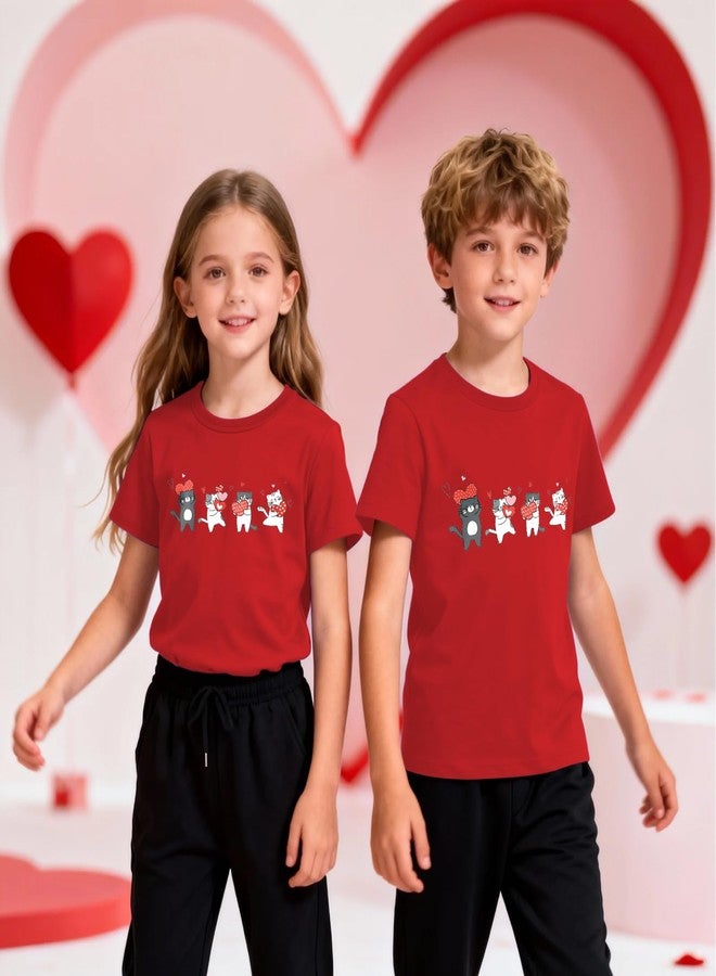 Wbh تيشيرت عيد الحب للأطفال الصغار - تيشيرت لطيف على شكل قلب - تيشيرت لطيف على شكل قطة - تيشيرت لحفلات أعياد الميلاد - Image 3
