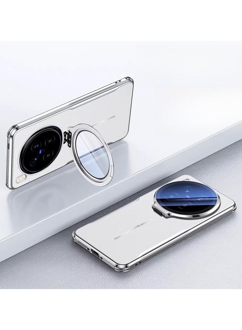 general Protective Case Compatible with Vivo X300 Pro Full-Cover Lens Film Camera Case Ultra-Thin Premium Leather Case with Alloy Camera Stand Shockproof Protective Case