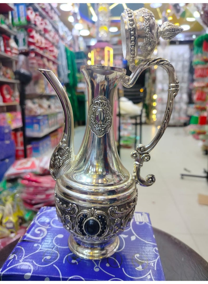 Whynot Luxury Antique Silver Ewer with Black Gem – Vintage Decorative Pitcher - Image 3