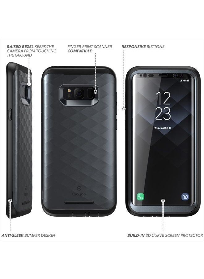 Clayco - Galaxy S8+ Plus Case, [Hera Series] Full-Body Rugged Case with Built-in Screen Protector for Samsung Galaxy S8+ Plus (2017 Release) (Black) - Image 1