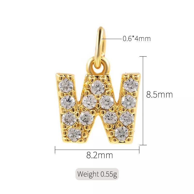 Exquisite simple micro inlaid zircon English 26 letter pendant necklace women 14k gold color pendant diy jewelry accessories H-10330（W）