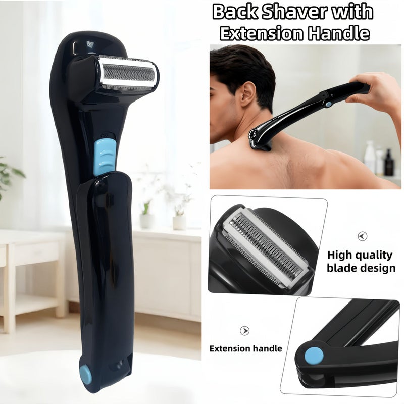 Body Hair Trimmer Shaver USB Charging Folding Handle For Back Armpit Black - Image 5