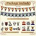 Janlaugh 18 Pcs Medieval Knight Birthday Party Decorations Castle Table Topper Medieval Whirls Hanging Banner Decorations Stone Wall Shield for Birthday Party Supplies - Image 4