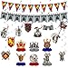 Janlaugh 18 Pcs Medieval Knight Birthday Party Decorations Castle Table Topper Medieval Whirls Hanging Banner Decorations Stone Wall Shield for Birthday Party Supplies - Image 2
