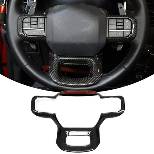Jogon Real Carbon Fiber Steering Wheel Frame Cover Trim for F150 F-150 Raptor Limited Lariat XL Platinum Off-Road 2021 2022 2023 2024 Steering Bezel Decorative Sticker - Image 1