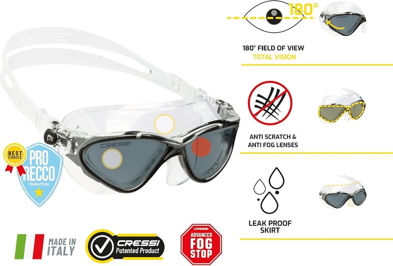 كريسي نظارات سباحة Cressi Planet Goggles - نظارات عالية الجودة للسباحة والحمامات السباحية وسباقات الترياثلون وجميع رياضات المياه، مقاس واحد، للبالغين من كلا الجنسين - Image 2