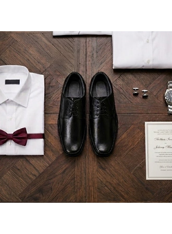 RNS Men Black Formal Leather Shoes, Business Footwear with Breathable Comfortable and Wear Resistant Design - Image 5