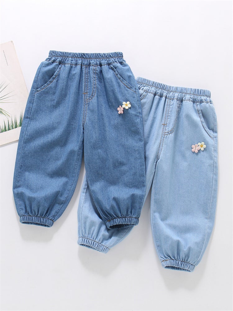Summer Children'S Versatile Pants For Girls And Boys, Mosquito-Proof Breathable Embroidered Pants - Image 2